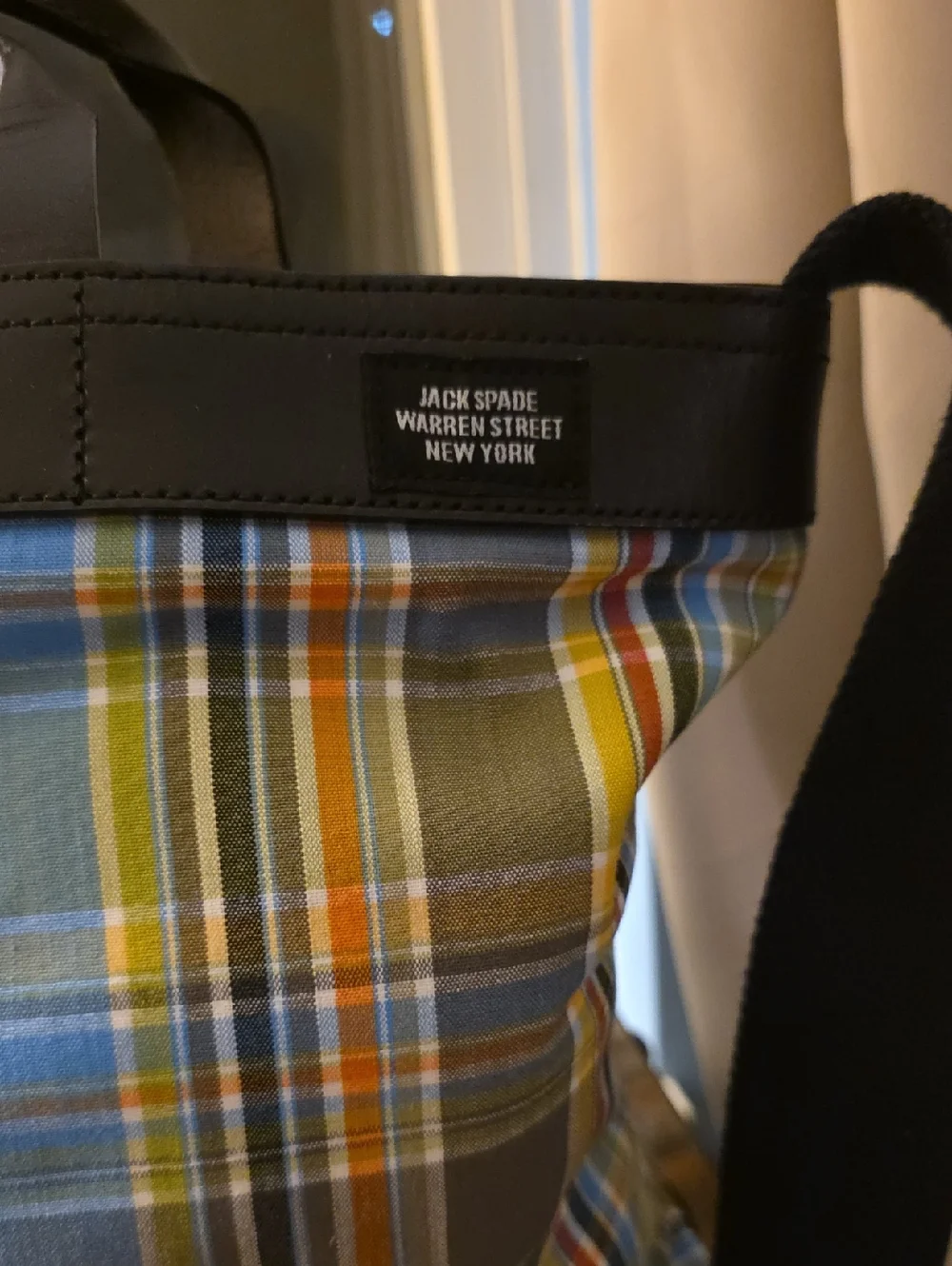 Jack Spade Plaid Fabric Open Tote Bag